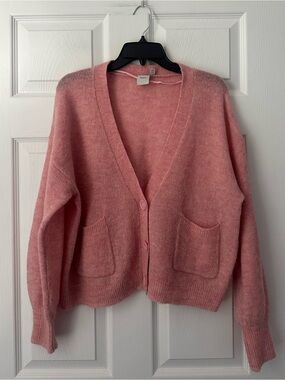 ICHI pink V-neck cardigan alpaca blend size M